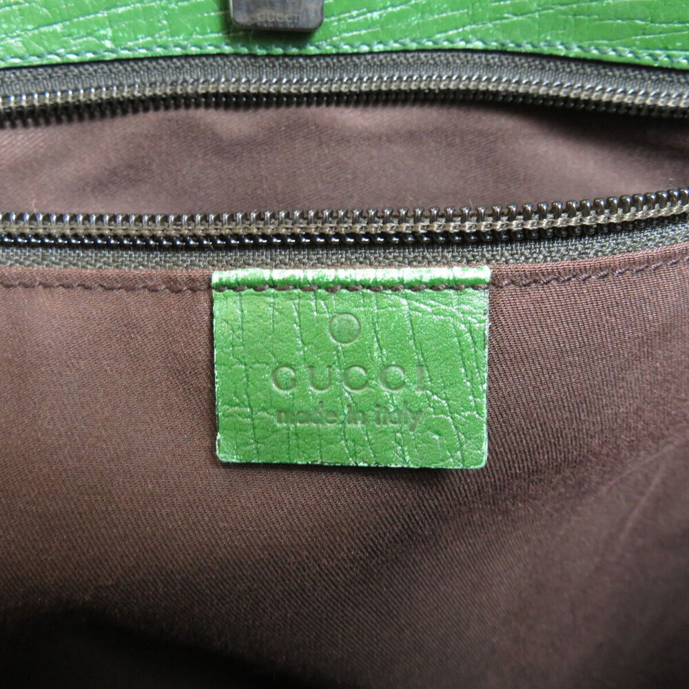 Gucci GG Supreme Tote Bag green leather handles trim - Picture 6 of 11